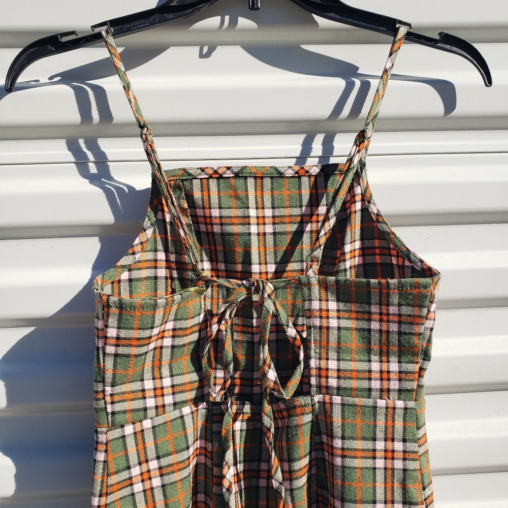 Urban Outfitters Monica Square neck green plaid strappy mini dress - Picture 7 of 9